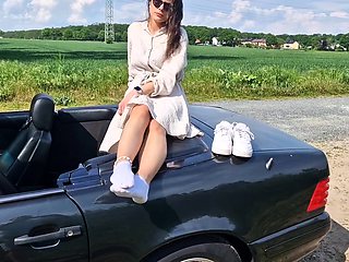 Hot brunette foot fetish play