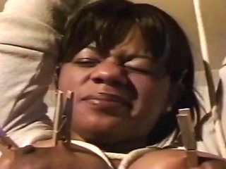 Young Black Busty Girl Tied and Gagged by Master Playing