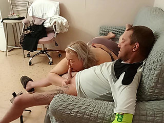 Neighbor Swallows Cum After a Gentle Blowjob