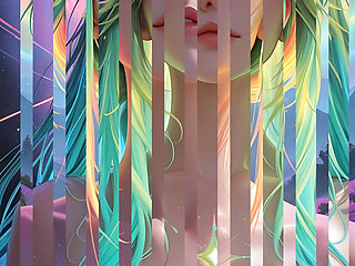 Cosmic Neon Beauty Portrait with Luminous Eyes Dreamlike Fantasy Ai Art Slideshow