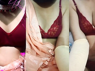 Indian Crossdresser Bottom Gaurisissy Feeling Horny for Sex in Silky Saree with Heavy Jwellery