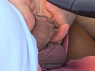 Step mom pulled out step son dick from his pants in the car