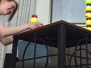 Two Lesbians in an Intimate Strip Ball Stacks Challenge