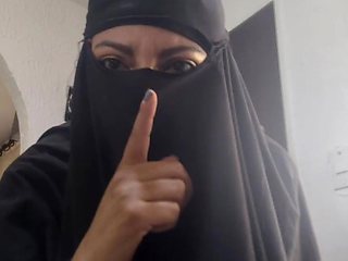 Buxom Arab Milf in hijab plays with her pussy till she cums - Solo