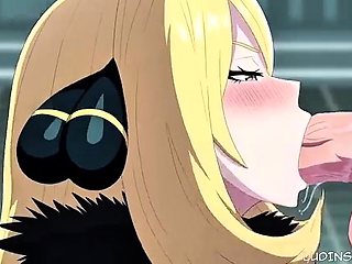 Cynthia serving the new champion