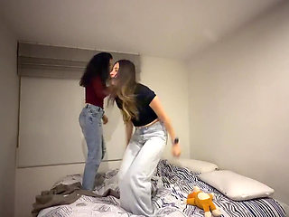 We Had Fun Playing in Bed to Jump