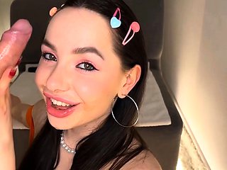 Brunette Beauty Wraps Her Lips Around a Massive Cock