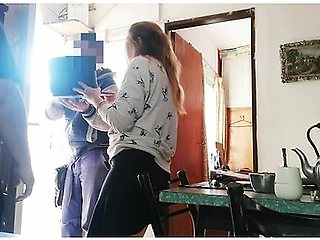 Housewife Without Panties Shows Her Pussy To The Technical Service And Spies On Her Having Hard Sex