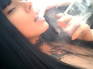 Goth Girl Close Up Smoking (ask me for full vid)