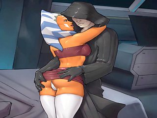 Purity Sin shares a passionate kiss in a Star Wars anime adventure