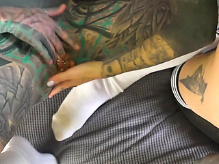 POV Threesome Hot Gothic Girls with Glasses Anal, ATM, Facial