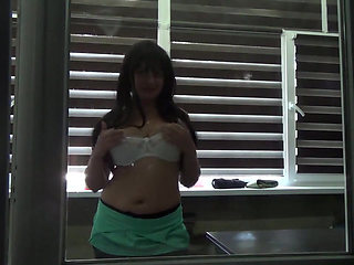 Pressed big titts outside the window! Please let me in!