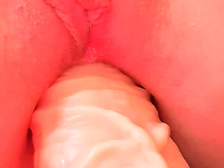 Watch me struggel with this massive anal dildo