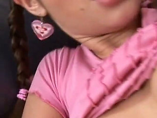 Cute Teen in Pigtails Gives Sloppy Blowjob and Gets Pounded