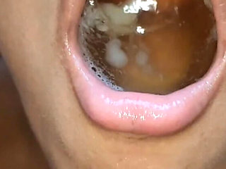 Hot Latina Teen Swallows Cum and Piss - Amateur Deep Throat Action