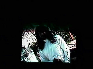 Black and white pussy licking pussy fucking in dogging position in the garden