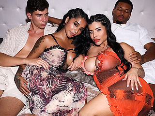 Hot Foursome with Busty Latina Sara Retali and Her Husband- Yasmina Khan