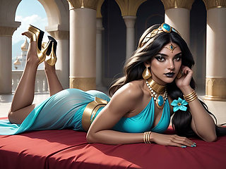 Princess Jasmine Waiting for Aladdin's Cock