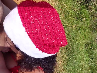 Christmas Blowjob in Outdoor