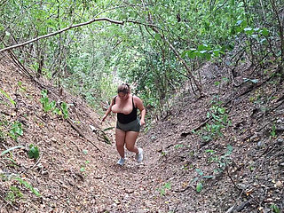 BBW Latina Exercises Outdoors with Her Tits Out