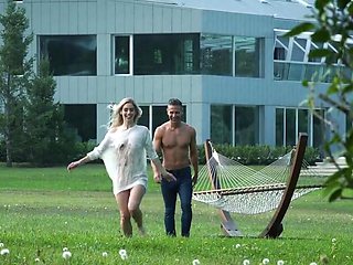 Blonde is about to drain him with her immaculate feet