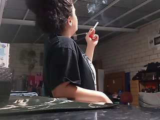 Sexy PAWG Smoking Cigarette