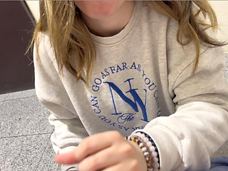 blonde gives blowjob and gets fucked in public