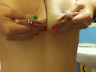 Fucking in the Shower Milky MILF and Her Hairy Pussy. She Spray Some Milk on Him to Make His Extra Hard 4K