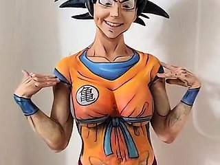 MILF cosplayer reveals fabulous big tits in the shower