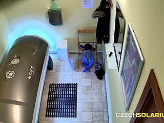 Czech Solarium 16: Shaved Pussy Spread Wide for a Naughty Solarium Show