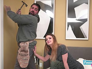 Cute Petite Coco Ivy Wrecked by Handymans Massive Cock