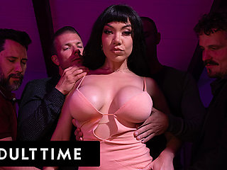 ADULT TIME - Sex Addict Little Puck FISTED & DOUBLE PENETRATED DURING ROUGH DVP GANGBANG