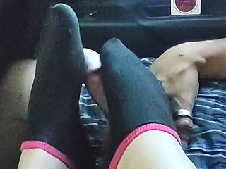 Black Ankle Sock Footjob Sockjob - Cum on Socks