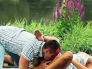 Male and Female Bffs Find Comfort in Each Other's Bodies by the River