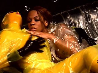 Latex brunette with beautiful lips