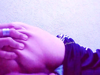 Fingering my oiled up butt before bouncing on my dildo