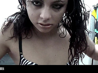 Want to Suck This Lollipop? Hot Brunette Shoving the Dildo in Her Ass