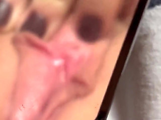 Petite Goth Teen Close up Pussy Play in Mirror with Creamy Finish