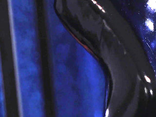 Sexual latex blonde MILF squirt dildo fuck