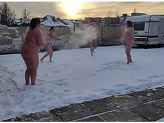 Swingers With Four People. Two Married Couples Play In The Snow Naked In Public. The Women Pee In The Snow And The Men Lick It Off