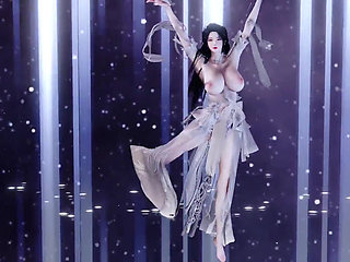 Ancient Style Hanfu Erotic Appeal Jiggling Breasts Bare Feet