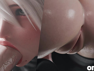 2b Nier Automata Blowjob & Town Cowgirl Fuck - Creamy Pussy & Creampie Ending 3D Animation