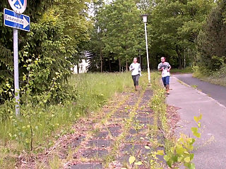Sexy couple gets into the outdoor sex right after their daily routine,yoga and jogging