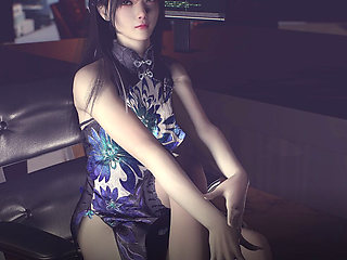 Korean Dance Puppet with String Cheongsam Elegant Long Legs Pussy Exposed