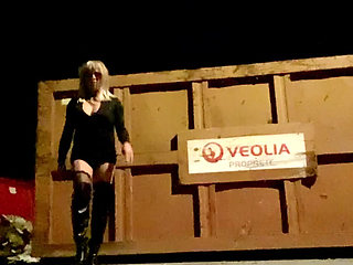 Sandra slut, shows off and piss at night