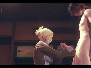 Shingeki No Kyojin Hentai - Annie Leonhart Handjob and Blowjob - Japanese Asian Manga Anime Game Porn