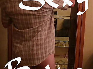 Twink Bubble Butt cleans cabinet