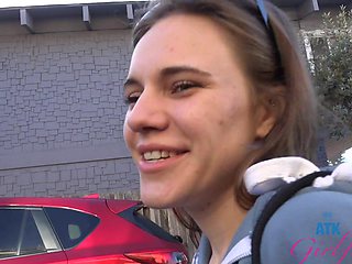 Beautiful natural tits of Rose Caarter get licked by a horny couple.