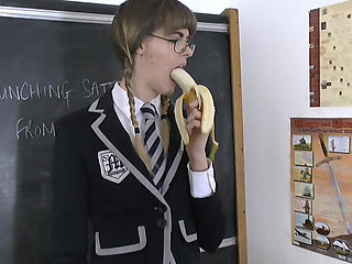 Melissa Eats a Large Banana in Class