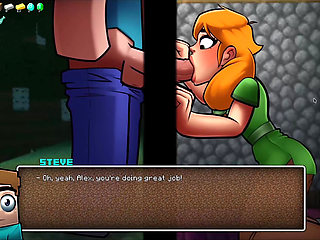 Alex Sucks Steve Through a Gloryhole! Sloppy Blowjob HornyCraft Minecraft Parody
